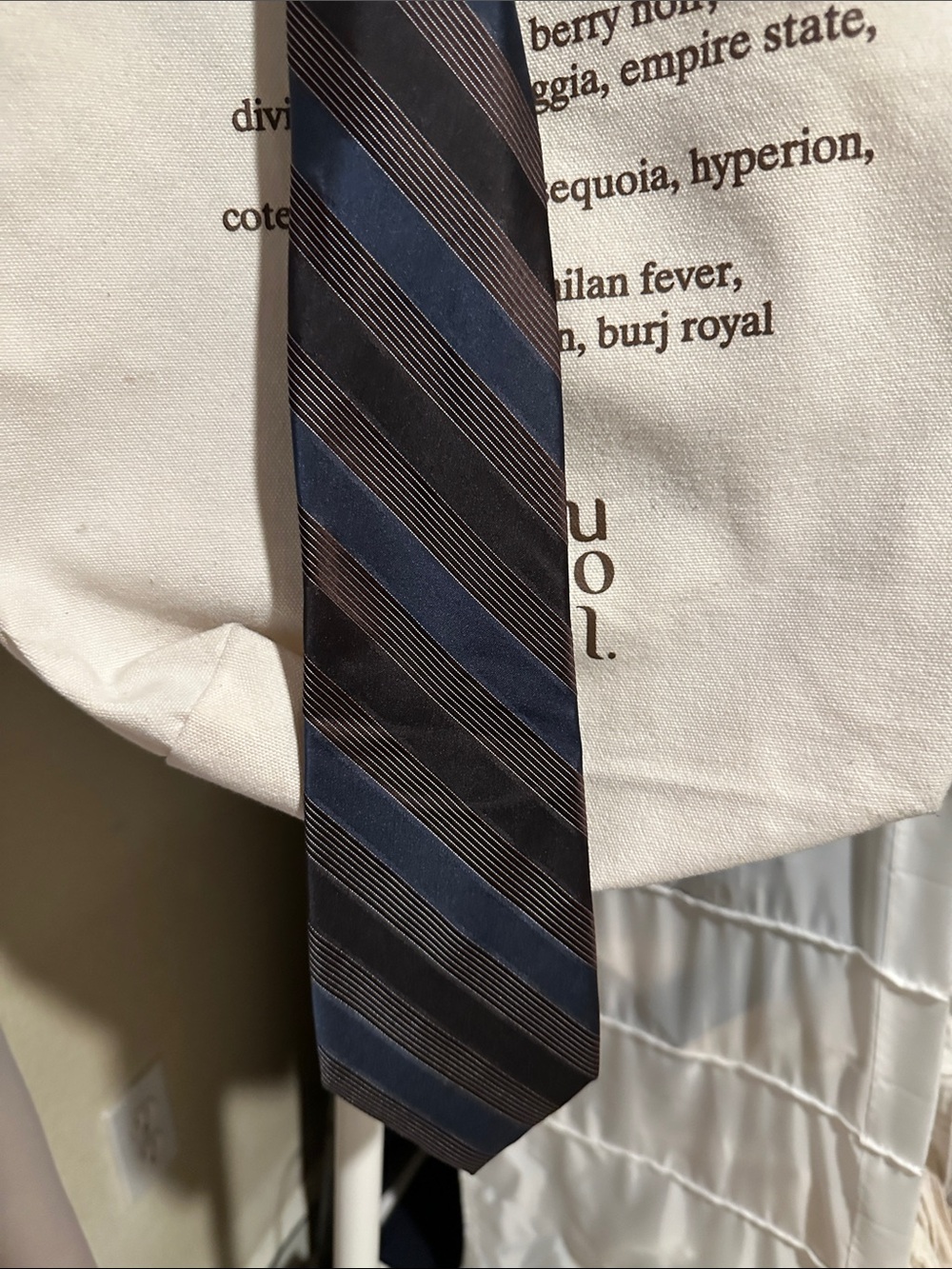 Calvin Klein Navy and Black Diagonal Stripe Tie